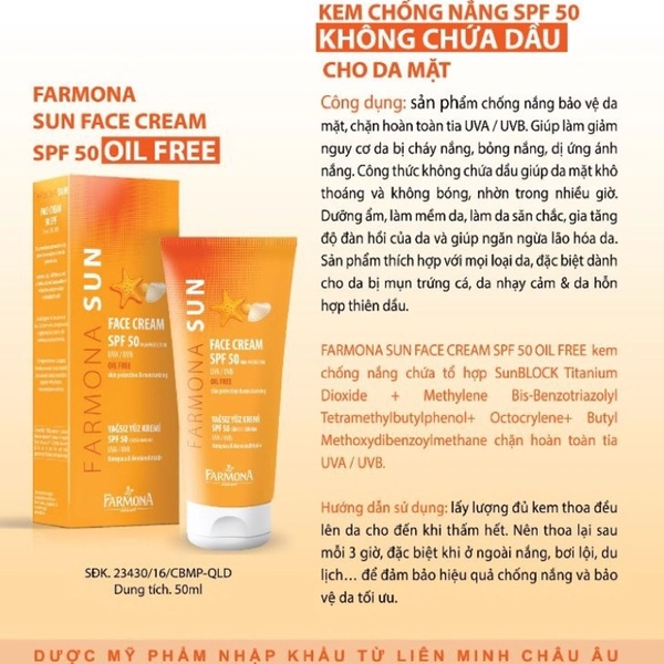 Kem chống nắng Farmona Sun Face Cream 